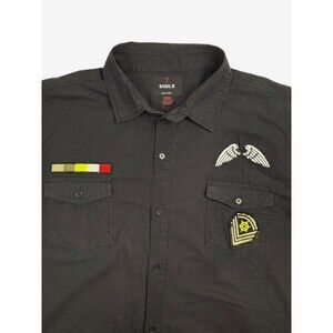 Utility Military Tactical Patch Shirt BDU Field Cotton Black 7 Souls NY XXL